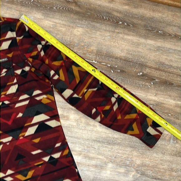 Eddie Bauer Aztec Print Button Up Fleece Shirt Men's Size M Hiking Outdoors Fall - Picture 10 of 14